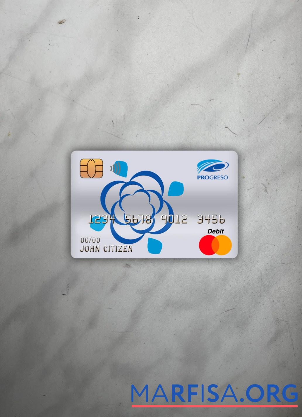 Blank Dominican Republic Progreso bank master debit card photolook front real example